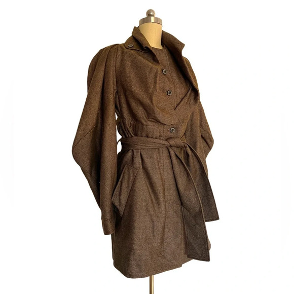 Unique designer rare ZSEGA 100% wool balloon sleeves lagenlook jacket coat S - Picture 4 of 16